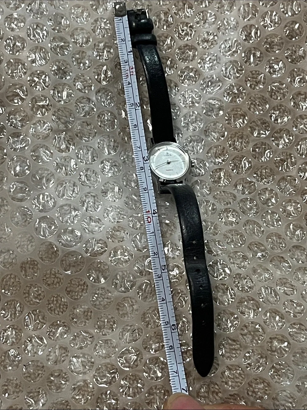 Women's Silver Dial Watch with Black Leather Strap